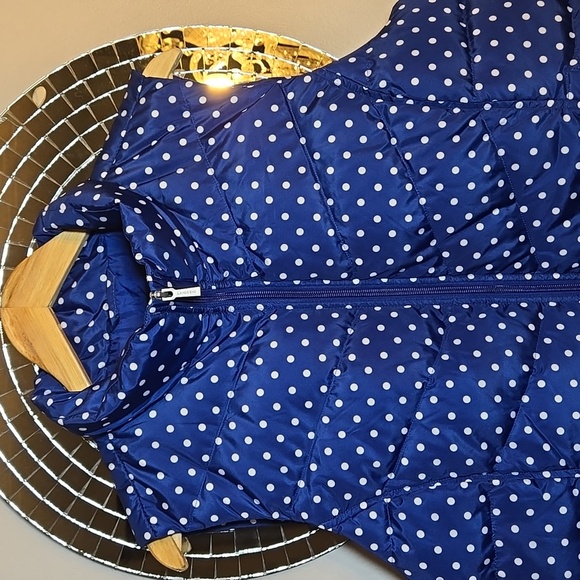 Lands End Down Filled Polka Dot Puffer Pocket Hyper Dry Water Resistant Vest NWT - Picture 3 of 16